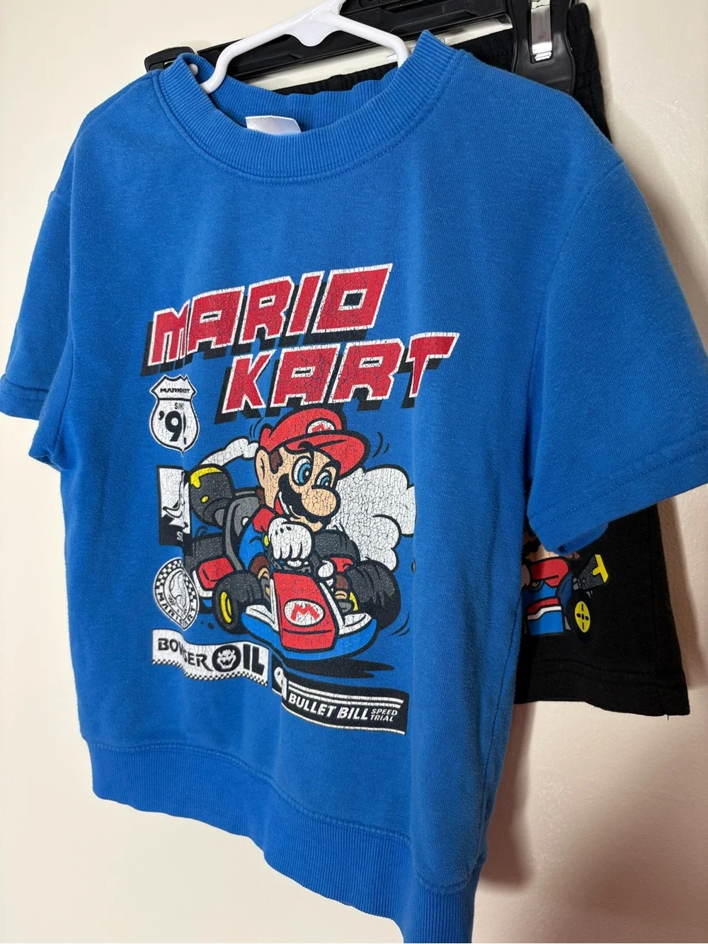 Mario Kart boys black and Blue Graphic Tee and shorts set outfit 6